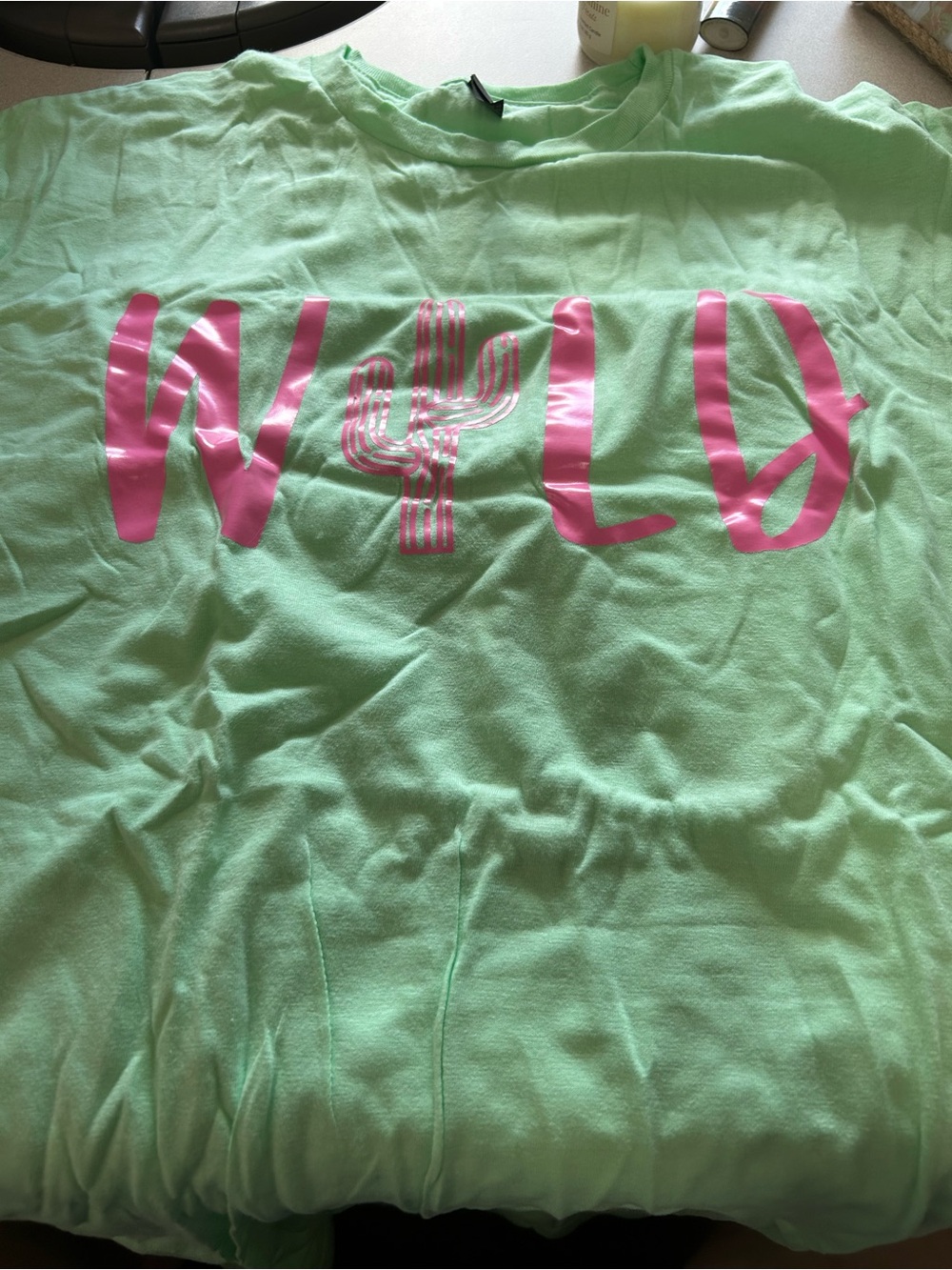 Mint Green 'WILD' Graphic Tee with Pink Print